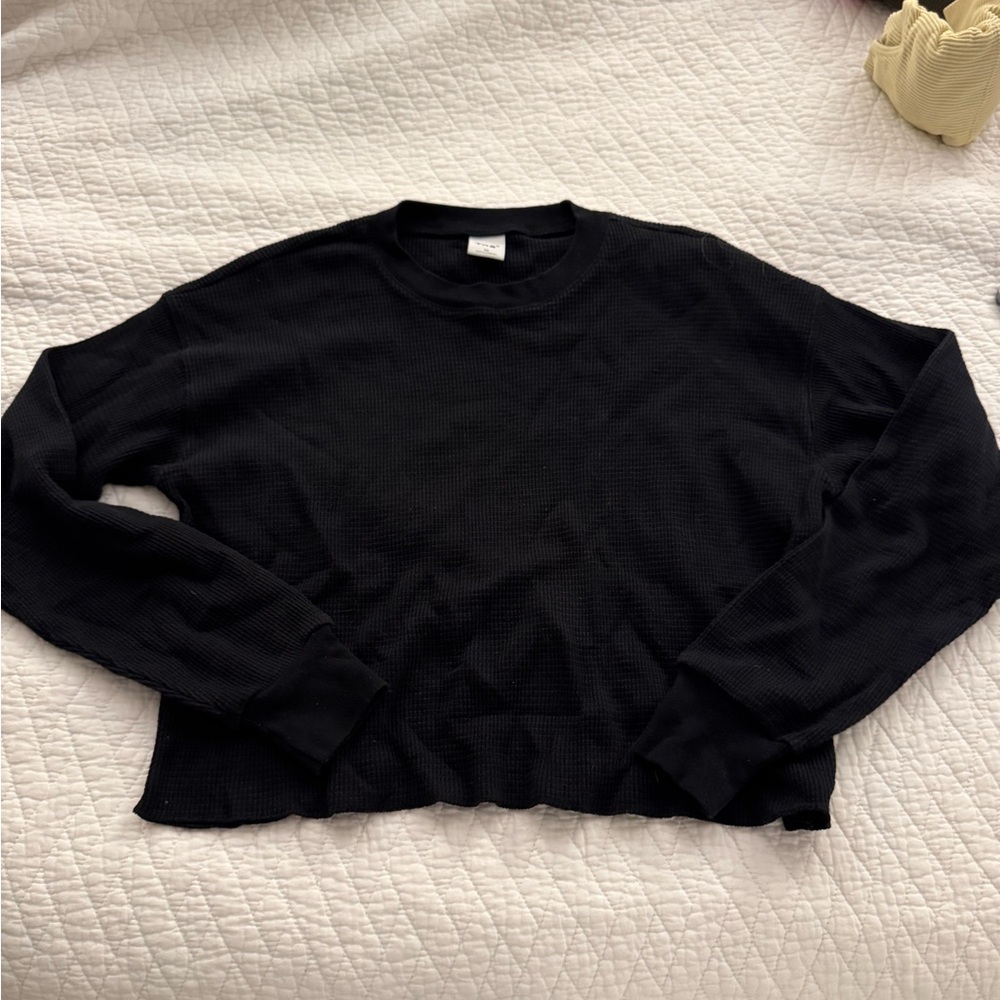 TNA Black Waffle Knit Long Sleeve